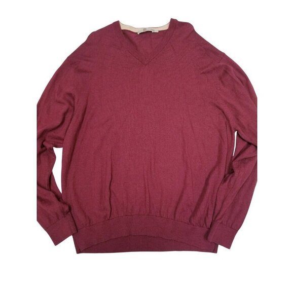 Raffi Mens V-Neck Merino Wool Sweater XXL Burgundy - Picture 1 of 8